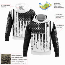 Load image into Gallery viewer, Custom Black White 3D American Flag And Hunting Tools Sports Pullover Sweatshirt Hoodie