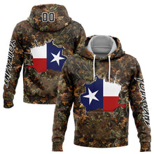 Load image into Gallery viewer, Custom Camo Black-White 3D Texas Flag And Hunting Sports Pullover Sweatshirt Hoodie