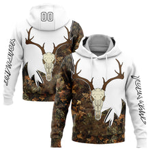 Load image into Gallery viewer, Custom White Black-Camo 3D Deer Skull Hunting Sports Pullover Sweatshirt Hoodie