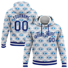 Load image into Gallery viewer, Custom Stitched White Royal 3D Pattern Design Evil Eyes Sports Pullover Sweatshirt Hoodie