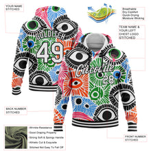 Load image into Gallery viewer, Custom Stitched White Black 3D Pattern Design Evil Eyes Sports Pullover Sweatshirt Hoodie