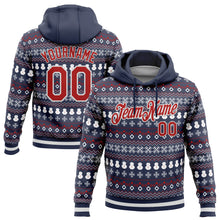Load image into Gallery viewer, Custom Stitched Navy Red-White 3D Christmas Sports Pullover Sweatshirt Hoodie