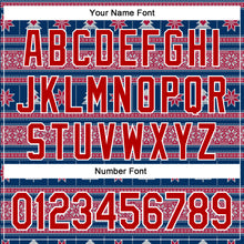 Load image into Gallery viewer, Custom Stitched Navy Red-White 3D Christmas Sports Pullover Sweatshirt Hoodie