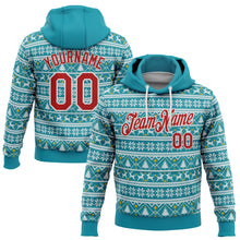 Load image into Gallery viewer, Custom Stitched Midnight Green Red-White 3D Christmas Sports Pullover Sweatshirt Hoodie