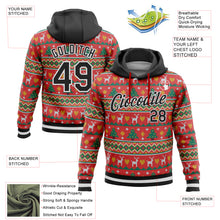 Load image into Gallery viewer, Custom Stitched Red Black-White 3D Christmas Sports Pullover Sweatshirt Hoodie