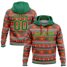 Load image into Gallery viewer, Custom Stitched Red Kelly Green-Gold 3D Christmas Sports Pullover Sweatshirt Hoodie