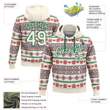 Load image into Gallery viewer, Custom Stitched Cream Red-White 3D Christmas Sports Pullover Sweatshirt Hoodie