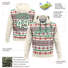 Load image into Gallery viewer, Custom Stitched Cream Red-White 3D Christmas Sports Pullover Sweatshirt Hoodie