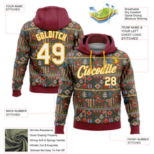 Load image into Gallery viewer, Custom Stitched Crimson Cream-Gold 3D Christmas Sports Pullover Sweatshirt Hoodie