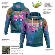 Load image into Gallery viewer, Custom Stitched Teal Pink-Purple Fade 3D Pattern Design Colorful Bubbles Sports Pullover Sweatshirt Hoodie