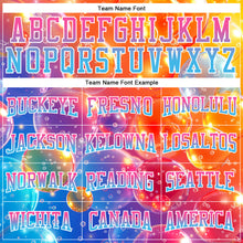 Load image into Gallery viewer, Custom Stitched Orange Pink Sky Blue-Thunder Blue Fade 3D Pattern Design Colorful Bubbles Sports Pullover Sweatshirt Hoodie