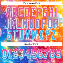 Load image into Gallery viewer, Custom Stitched Orange Pink Sky Blue-Thunder Blue Fade 3D Pattern Design Colorful Bubbles Sports Pullover Sweatshirt Hoodie