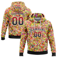 Load image into Gallery viewer, Custom Stitched Gold Red-Black Fade 3D Pattern Design Geometric Triangle Shapes Sports Pullover Sweatshirt Hoodie