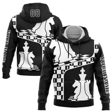 Load image into Gallery viewer, Custom Black White 3D Chess International Chess Day Sports Pullover Sweatshirt Hoodie