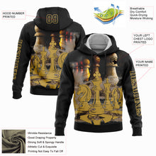 Load image into Gallery viewer, Custom Black Old Gold 3D Chess International Chess Day Sports Pullover Sweatshirt Hoodie