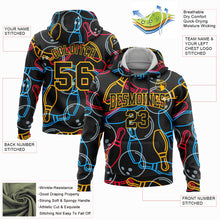 Load image into Gallery viewer, Custom Stitched Black Gold 3D Bowling Sports Pullover Sweatshirt Hoodie