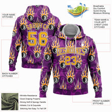 Load image into Gallery viewer, Custom Stitched Purple Gold-White 3D Billiard Snooker 8 Ball With Hotrod Flame Sports Pullover Sweatshirt Hoodie