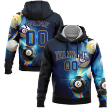 Load image into Gallery viewer, Custom Stitched Navy Royal-Old Gold 3D Billiard Sports Pullover Sweatshirt Hoodie