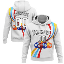 Load image into Gallery viewer, Custom Stitched White Black 3D Billiard Sports Pullover Sweatshirt Hoodie