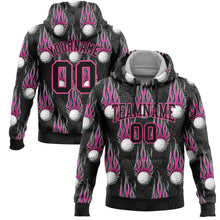 Load image into Gallery viewer, Custom Stitched Black Pink-White 3D Flame Golf Ball Sports Pullover Sweatshirt Hoodie