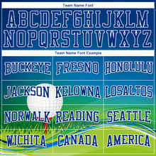 Load image into Gallery viewer, Custom Stitched Royal Neon Green-White 3D Golf Ball Sports Pullover Sweatshirt Hoodie