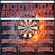 Load image into Gallery viewer, Custom Stitched Navy Red-White 3D Flame Dart Board Sports Pullover Sweatshirt Hoodie