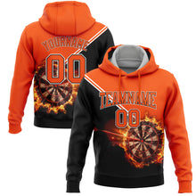 Load image into Gallery viewer, Custom Stitched Orange Black-White 3D Flame Dart Board Sports Pullover Sweatshirt Hoodie