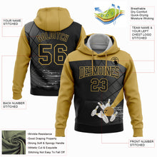 Load image into Gallery viewer, Custom Black Old Gold 3D Bowling Sports Pullover Sweatshirt Hoodie