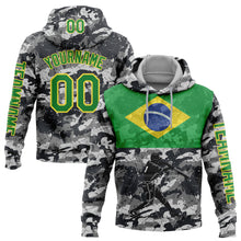 Load image into Gallery viewer, Custom Camo Grass Green-Yellow 3D Brasil Brazilian Flag Sports Pullover Sweatshirt Salute To Service Hoodie