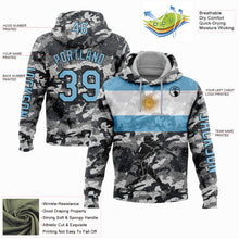 Load image into Gallery viewer, Custom Camo Light Blue-Black 3D Argentina Argentinian Flag Sports Pullover Sweatshirt Salute To Service Hoodie