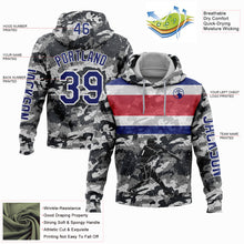 Load image into Gallery viewer, Custom Camo Royal-White 3D Costa Rica Costa Rican Flag Sports Pullover Sweatshirt Salute To Service Hoodie