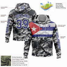 Load image into Gallery viewer, Custom Camo Dark Purple-White 3D Cuba Cuban Flag Sports Pullover Sweatshirt Salute To Service Hoodie