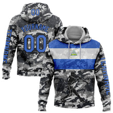 Load image into Gallery viewer, Custom Camo Powder Blue-Black 3D Nicaragua Nicaraguan Flag Sports Pullover Sweatshirt Salute To Service Hoodie