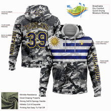 Load image into Gallery viewer, Custom Camo Navy-Yellow 3D Uruguay Uruguayan Flag Sports Pullover Sweatshirt Salute To Service Hoodie