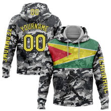 Load image into Gallery viewer, Custom Camo Light Yellow-Black 3D Guyana Flag Sports Pullover Sweatshirt Salute To Service Hoodie