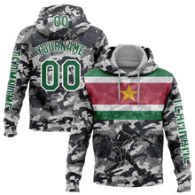 Load image into Gallery viewer, Custom Camo Kelly Green-White 3D Suriname Surinamese Flag Sports Pullover Sweatshirt Salute To Service Hoodie