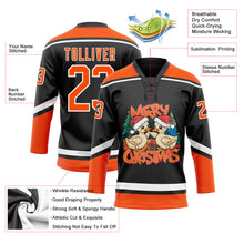 Load image into Gallery viewer, Custom Black Orange-White Funny Christmas 3D Hockey Lace Neck Jersey