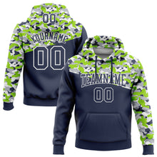 Load image into Gallery viewer, Custom Stitched Camo Navy Neon Green-Gray 3D Sports Pullover Sweatshirt Salute To Service Hoodie