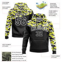 Load image into Gallery viewer, Custom Stitched Camo Black Neon Yellow-Steel Gray 3D Sports Pullover Sweatshirt Salute To Service Hoodie
