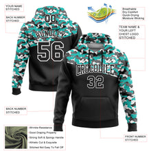 Load image into Gallery viewer, Custom Stitched Camo Black Aqua-Steel Gray 3D Sports Pullover Sweatshirt Salute To Service Hoodie