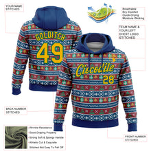 Load image into Gallery viewer, Custom Stitched US Navy Blue Gold-Kelly Green Christmas 3D Sports Pullover Sweatshirt Hoodie