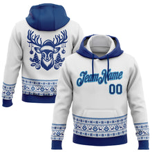 Load image into Gallery viewer, Custom Stitched White US Navy Blue-Sky Blue Christmas 3D Sports Pullover Sweatshirt Hoodie