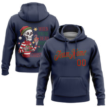 Load image into Gallery viewer, Custom Stitched Navy Kelly Green-Red Funny Christmas 3D Sports Pullover Sweatshirt Hoodie