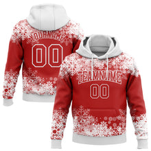 Load image into Gallery viewer, Custom Stitched Red White Christmas Snowflakes 3D Sports Pullover Sweatshirt Hoodie