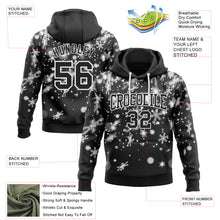 Load image into Gallery viewer, Custom Stitched Black White Christmas Snowflakes 3D Sports Pullover Sweatshirt Hoodie