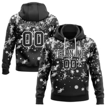 Load image into Gallery viewer, Custom Stitched Black White Christmas Snowflakes 3D Sports Pullover Sweatshirt Hoodie