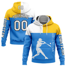 Load image into Gallery viewer, Custom Powder Blue Yellow-Black 3D Argentina Argentinian Flag Sports Pullover Sweatshirt Hoodie