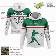 Load image into Gallery viewer, Custom White Kelly Green Red-Black 3D Mexico Mexican Flag Sports Pullover Sweatshirt Hoodie