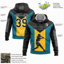 Load image into Gallery viewer, Custom Black Teal-Gold 3D Bahamas Bahamian Flag Sports Pullover Sweatshirt Hoodie
