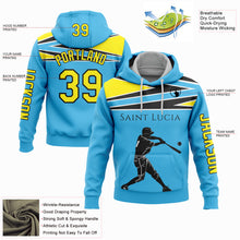 Load image into Gallery viewer, Custom Sky Blue Light Yellow-Black 3D Saint Lucia Saint Lucian Flag Sports Pullover Sweatshirt Hoodie